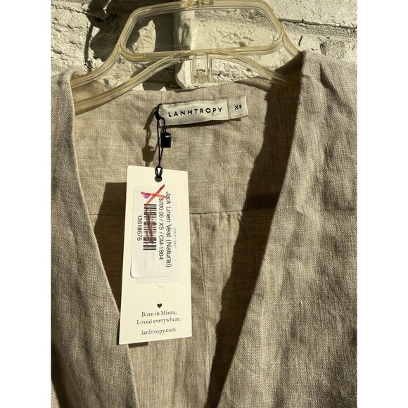 Lanhtropy 100% Linen Vest XS- NWT - Picture 3 of 10